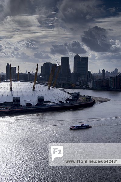 Millennium Dome and Canary Wharf  London  England  Great Britain  Europe