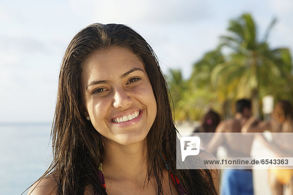 South American woman at beach