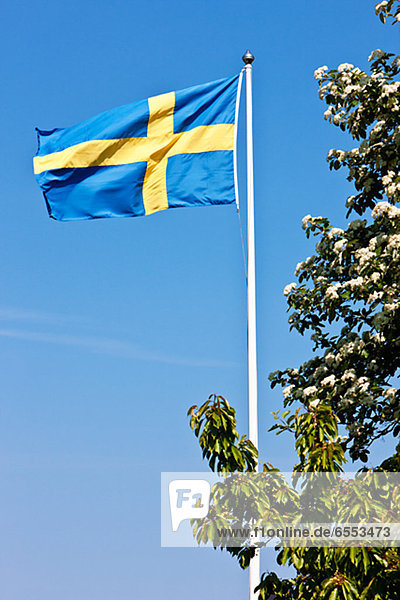 Swedish flag under blue sky