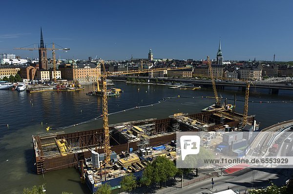 hoch  oben  bauen  Stockholm  Hauptstadt  Ansicht  Flachwinkelansicht  Winkel