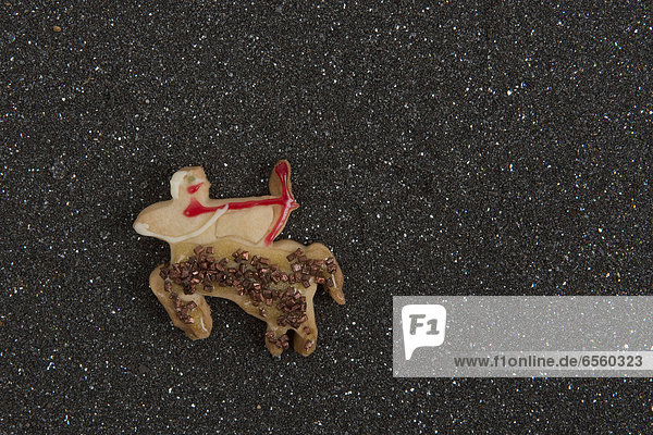 Sagittarius sign shaped cookie  close up