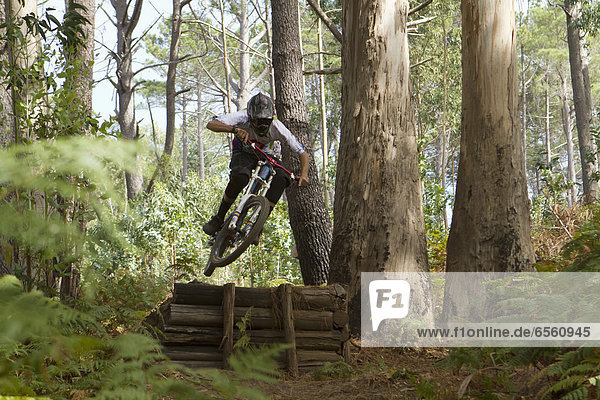 Portugal  Madeira  Mature man riding mountain bike