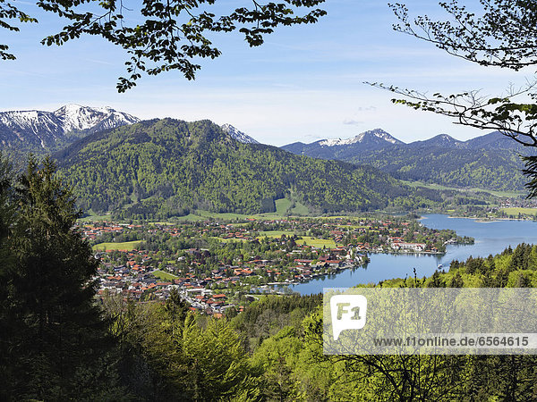Germany  Bavaria  View of Rottach Egern at Lake Tegernsee