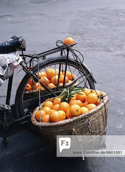 Detail  Details  Ausschnitt  Ausschnitte  Orange  Orangen  Apfelsine  Apfelsinen  Korb  Fahrrad  Rad