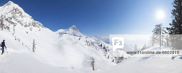 Ski mountaineer in the Ennstal Alps Upper Austria Austrai