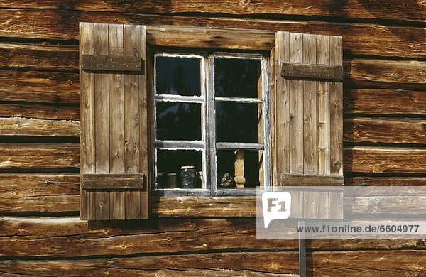 Wooden House With Shutters  Close-Up