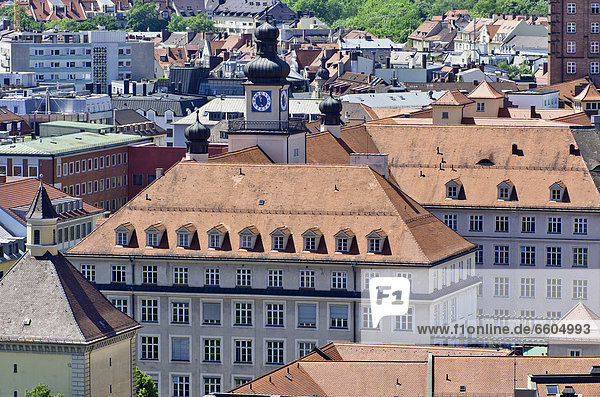 View from St. Peter's Church  Alter Peter  over the roofs of Munich  Upper Bavaria  Bavaria  Germany  Europe