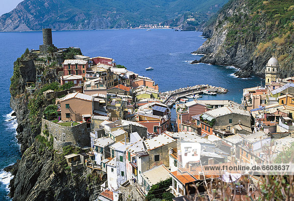 View Over The Rooftops Of Vernazza Village.