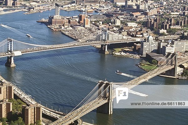 Brücke  Ansicht  Luftbild  Fernsehantenne  Brooklyn  Manhattan