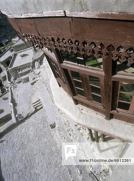 Elevated view of historic building facade