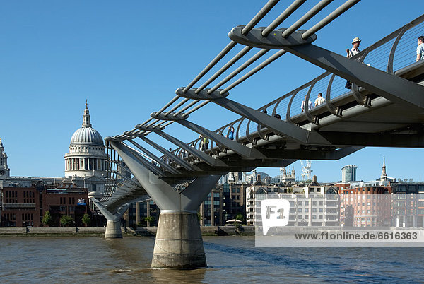 St Paul'S Cathedral And Millenium Bridge  London  Uk © Charles Bowman/Axiom