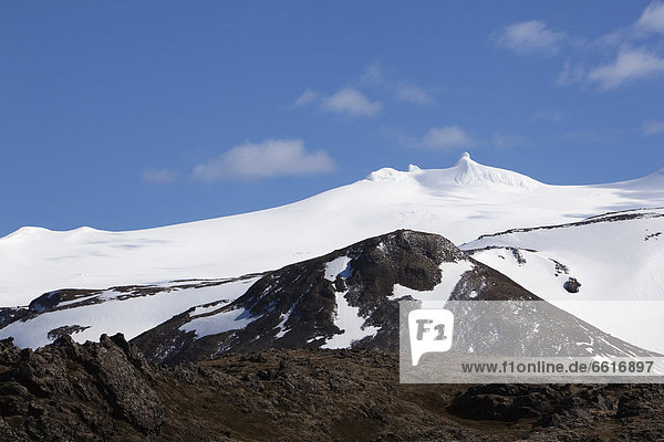 Gipfel des Snaefell und Snaefellsjökull  Snaefellsness Nationalpark  Island  Europa