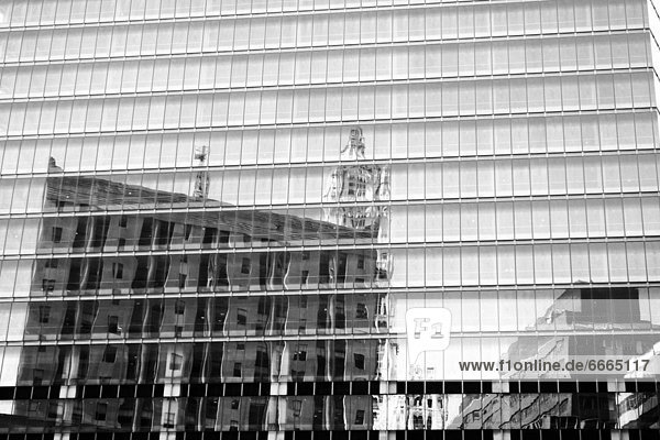 Reflection Of One Building In The Windows Of Another  Manhattan  New York  Usa