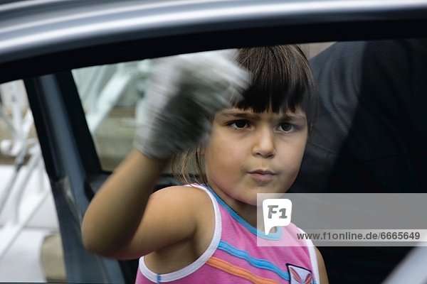 Girl Cleaning Car Window