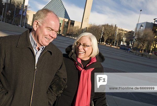 Senior Couple Walking  Edmonton  Alberta  Canada