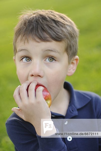 5  Junge - Person  Apfel  essen  essend  isst  alt  Jahr