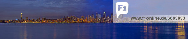 Skyline  Skylines  Wasser  Nacht  Seattle