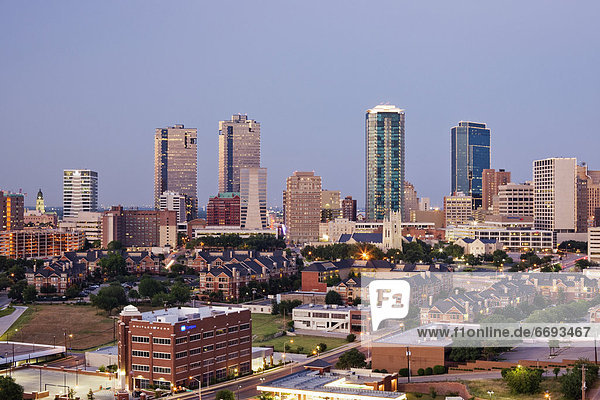Tall Buildings in Fort Worth at Dusk