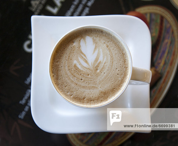 Latte With a Leaf Design
