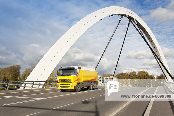 Fuel Truck Crossing a Bridge