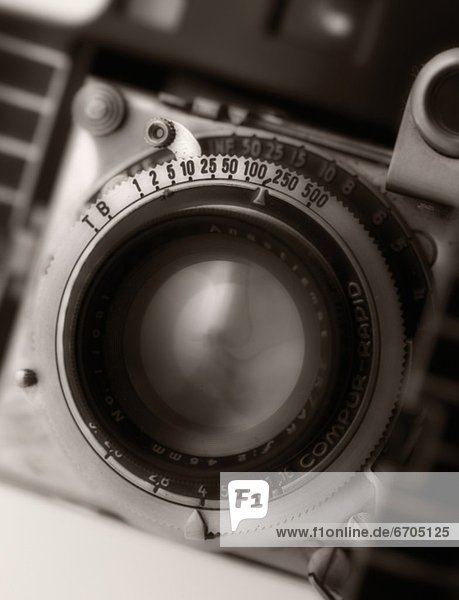Closeup of old camera lens