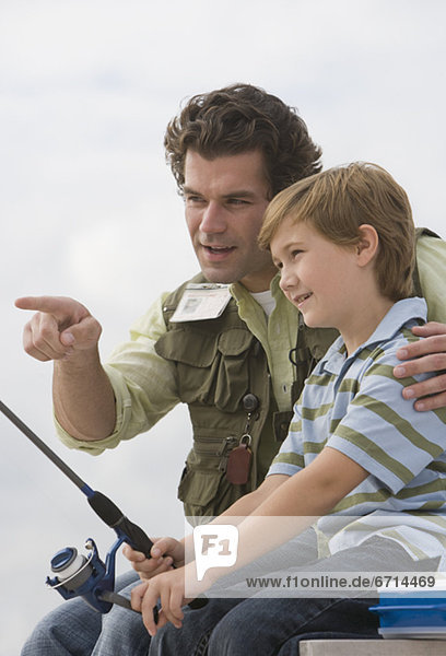 Menschlicher Vater Sohn angeln