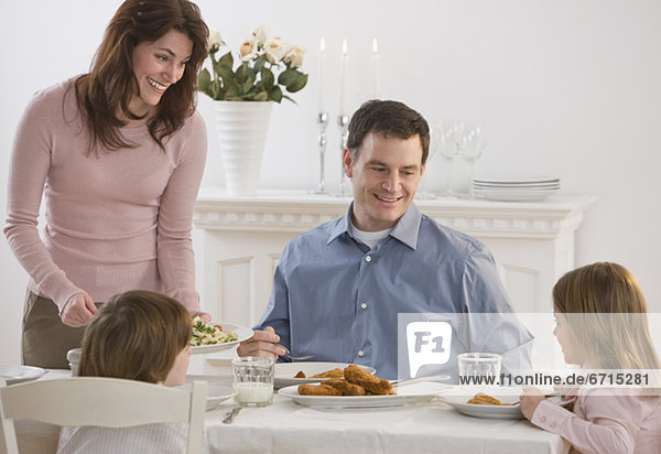 Family eating at dinner table