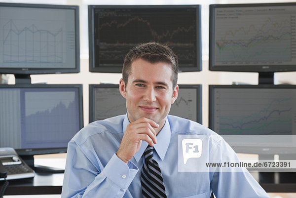 Male trader at work