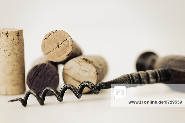 Wine corks with corkscrew