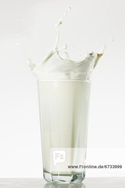 Glas planschen schießen Studioaufnahme Milch