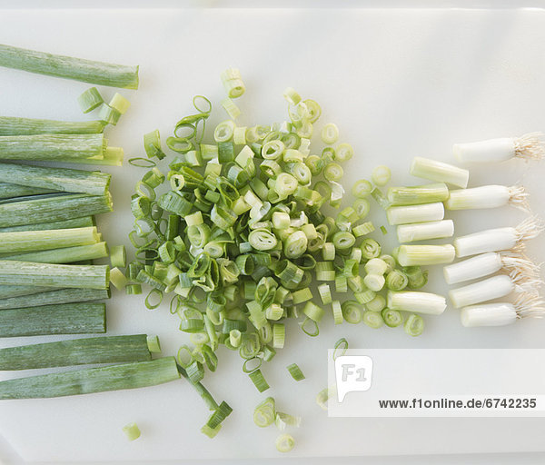 Close up of chopped green onions