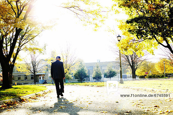 Man Walking along Path in Autumn  Toronto  Ontario