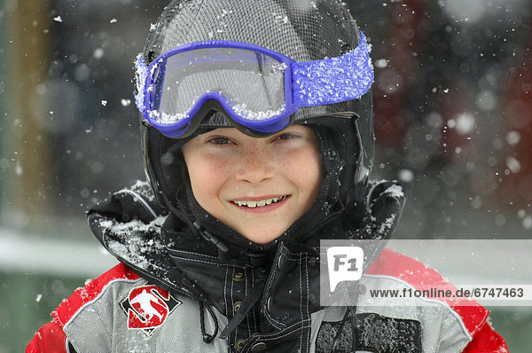 Young Boy Wearing Ski Helmet  Skyloft  Ontario