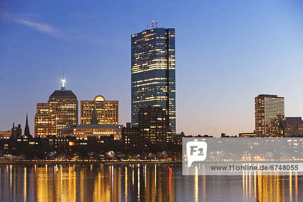 USA  Massachusetts  Boston skyline at dusk