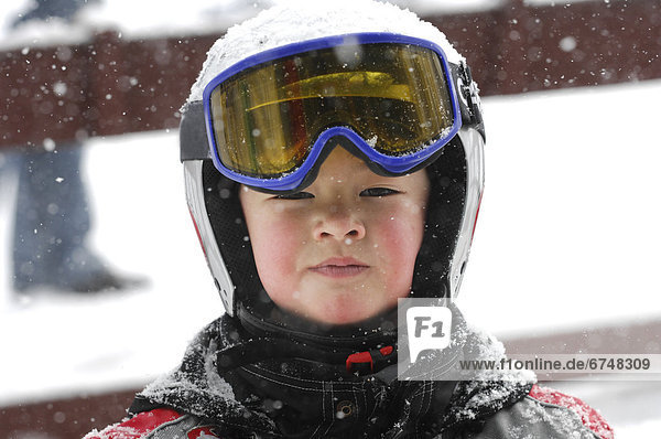 Young Boy in Ski Gear  Skyloft Resort  Ontario