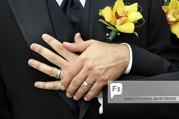 Hands of Gay Couple with Wedding Rings