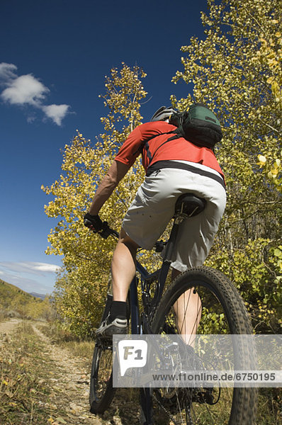 Person riding mountain bike  Utah  United States