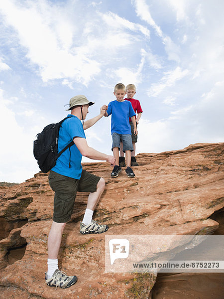 A father and two sons at Red Rock