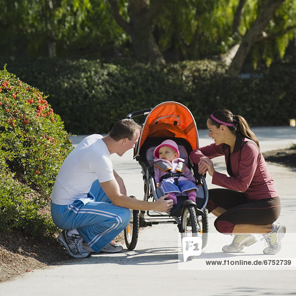 Parents and stroller