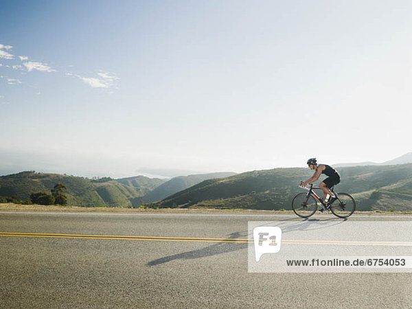 Cyclist road riding in Malibu