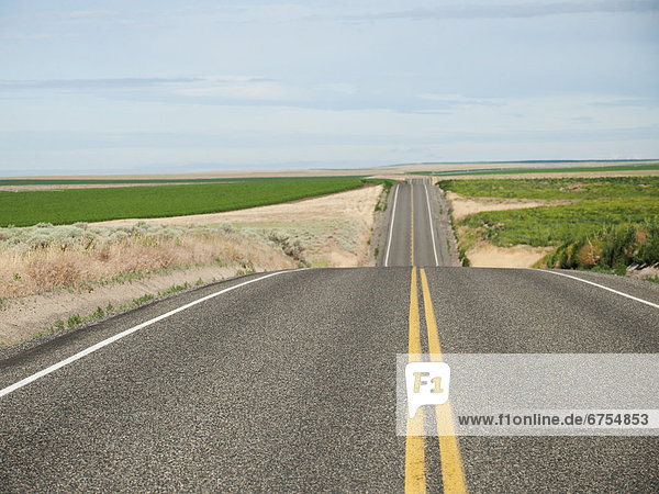 USA  Oregon  Boardman  Rolling landscape with empty road