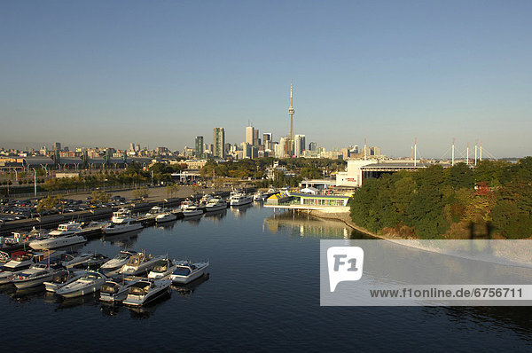 View of City Skyline from Ontario Place  Toronto  Ontario