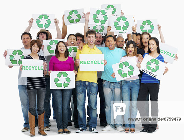 Mensch  Menschen  Menschengruppe  Menschengruppen  Gruppe  Gruppen  Recycling  halten  Zeichen