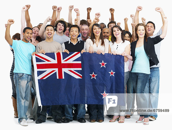Mensch  Menschen  Menschengruppe  Menschengruppen  Gruppe  Gruppen  halten  Fahne  australisch