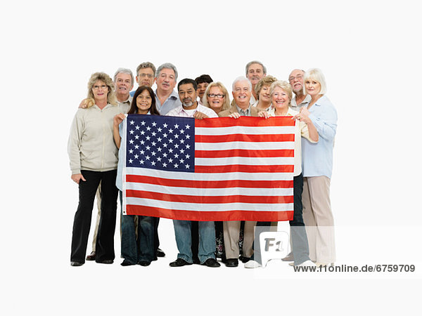 Mensch  Menschen  Menschengruppe  Menschengruppen  Gruppe  Gruppen  halten  Fahne  amerikanisch