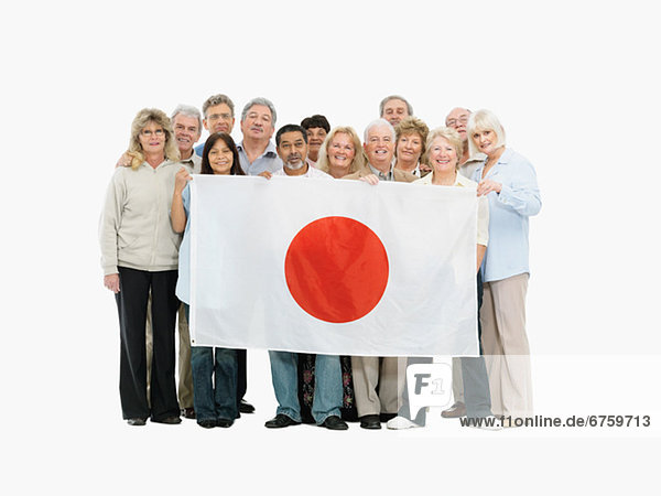Mensch  Menschen  Menschengruppe  Menschengruppen  Gruppe  Gruppen  halten  Fahne  japanisch