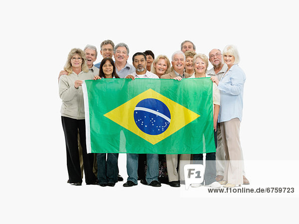 Mensch  Menschen  Menschengruppe  Menschengruppen  Gruppe  Gruppen  halten  Fahne  brasilianisch