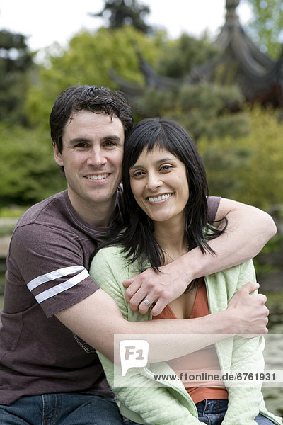 Portrait of a Couple at the Garden  Sun Yet Sen Park  Chinatown  Vancouver  British Columbia