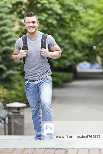 Portrait of male college student smiling
