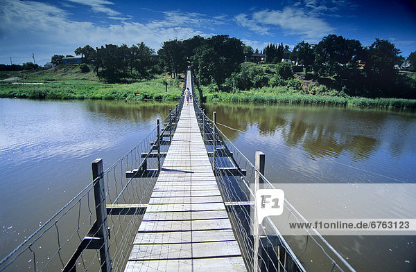 Swinging Bridge across Souris River  Souris  Manitoba
